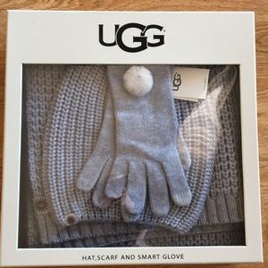 Ugg Wool Gloves, Hat, Scarf Set